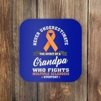 Grandpa Fights Multiple Sclerosis Ms Warrior Gift Coaster thumb 0