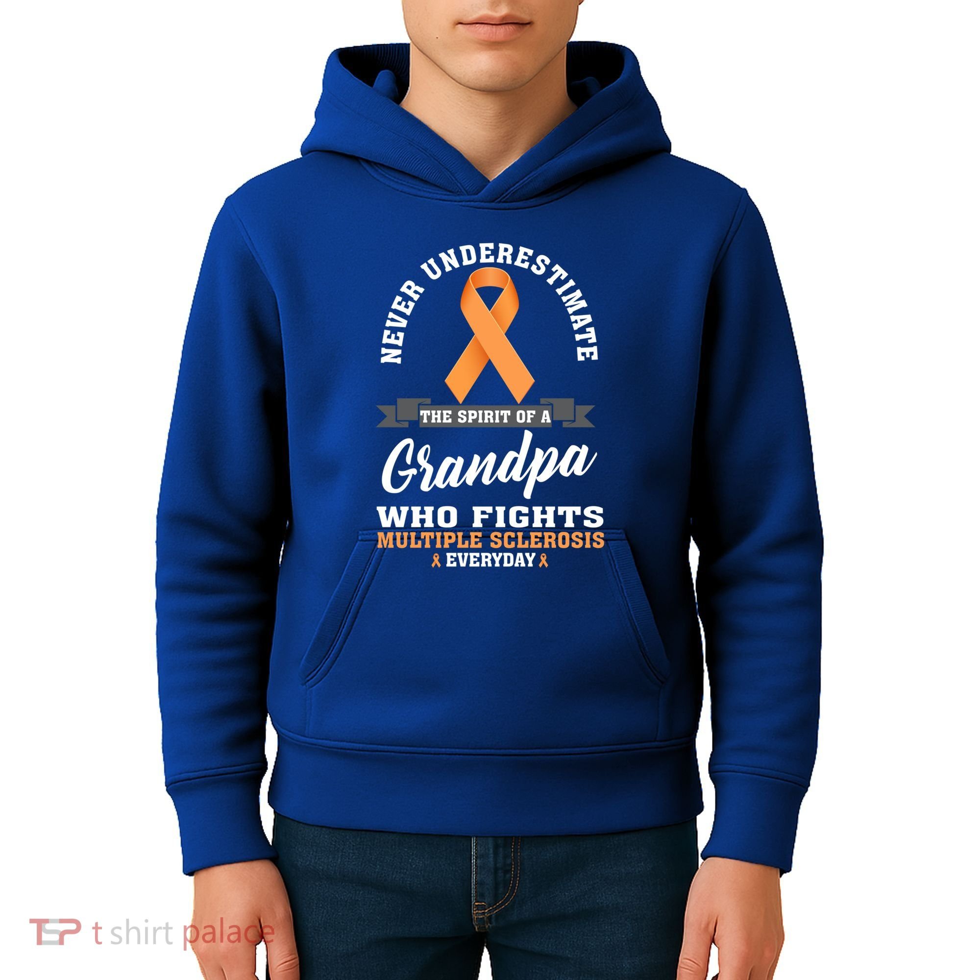 Grandpa Fights Multiple Sclerosis Ms Warrior Gift Kids Hoodie