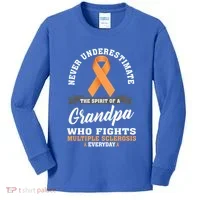Grandpa Fights Multiple Sclerosis Ms Warrior Gift Kids Long Sleeve Shirt thumb 0