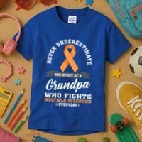 Grandpa Fights Multiple Sclerosis Ms Warrior Gift Kids T-Shirt thumb 3