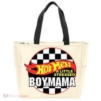 Gifts For Mom Hot Mess A Little Stressed Boy Mama Tote Bag thumb 0