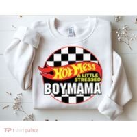 Gifts For Mom Hot Mess A Little Stressed Boy Mama Sweatshirt thumb 2