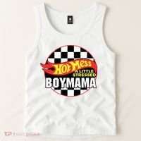 Gifts For Mom Hot Mess A Little Stressed Boy Mama Tank Top thumb 2