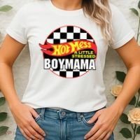 Gifts For Mom Hot Mess A Little Stressed Boy Mama Women's T-Shirt thumb 2