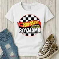 Gifts For Mom Hot Mess A Little Stressed Boy Mama Women's T-Shirt thumb 3