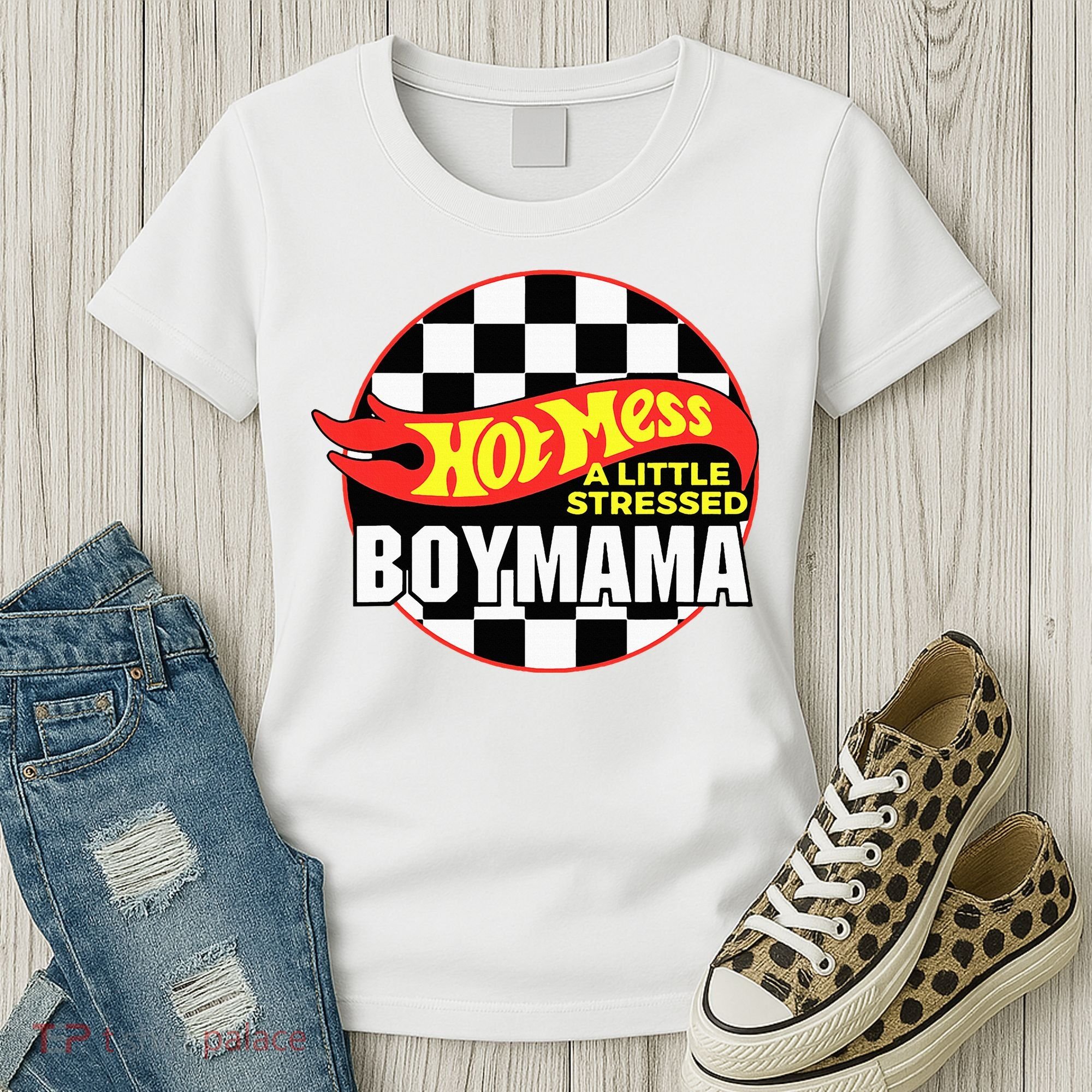 Gifts For Mom Hot Mess A Little Stressed Boy Mama Women's T-Shirt