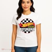 Gifts For Mom Hot Mess A Little Stressed Boy Mama Women's T-Shirt thumb 4