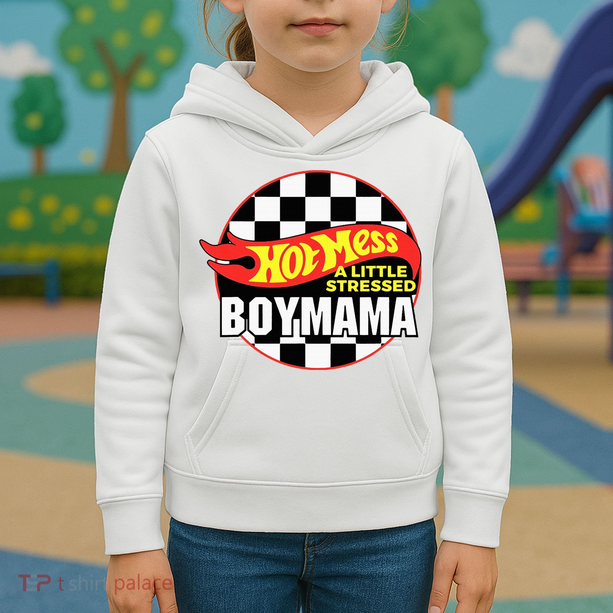 Gifts For Mom Hot Mess A Little Stressed Boy Mama Kids Hoodie