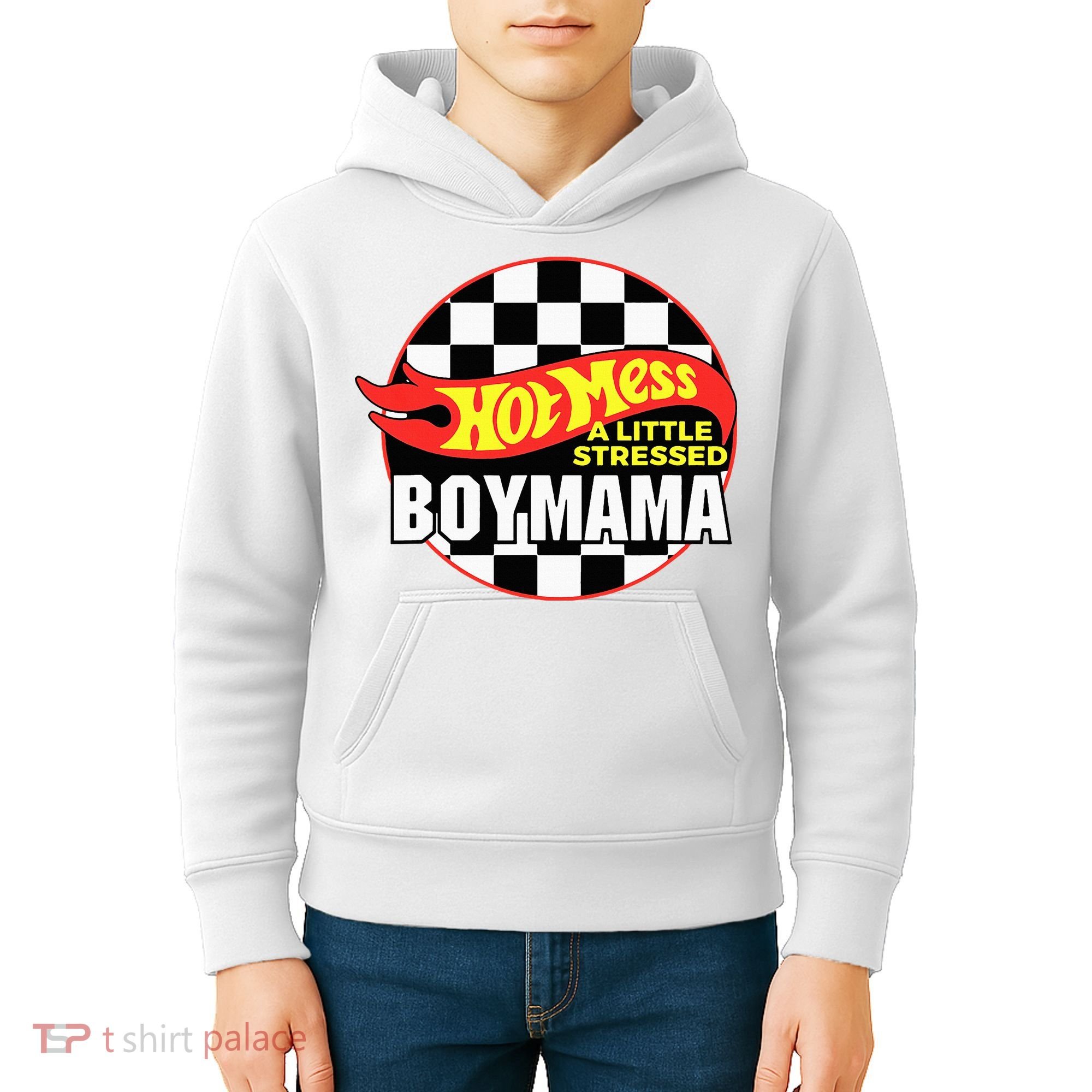 Gifts For Mom Hot Mess A Little Stressed Boy Mama Kids Hoodie