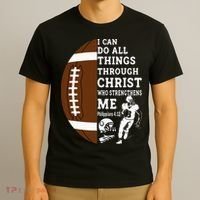 Gifts Football Motivational Bible Verse Christian  T-Shirt thumb 3