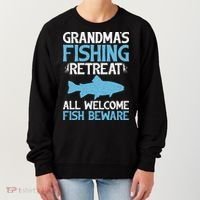 Grandmas Fishing Retreat All Welcome Fish Beware Grandma Women's Sweatshirt thumb 0