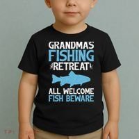 Grandmas Fishing Retreat All Welcome Fish Beware Grandma Toddler T-Shirt thumb 2