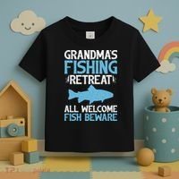 Grandmas Fishing Retreat All Welcome Fish Beware Grandma Toddler T-Shirt thumb 3