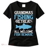 Grandmas Fishing Retreat All Welcome Fish Beware Grandma Women's T-Shirt thumb 0