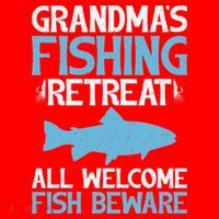 Grandmas Fishing Retreat All Welcome Fish Beware Grandma Santa Hat thumb 1