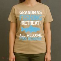 Grandmas Fishing Retreat All Welcome Fish Beware Grandma T-Shirt thumb 4