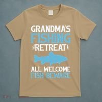 Grandmas Fishing Retreat All Welcome Fish Beware Grandma T-Shirt thumb 5