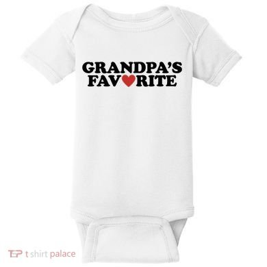 Grandpas Favorite Red Heart Cute Gift Baby Bodysuit