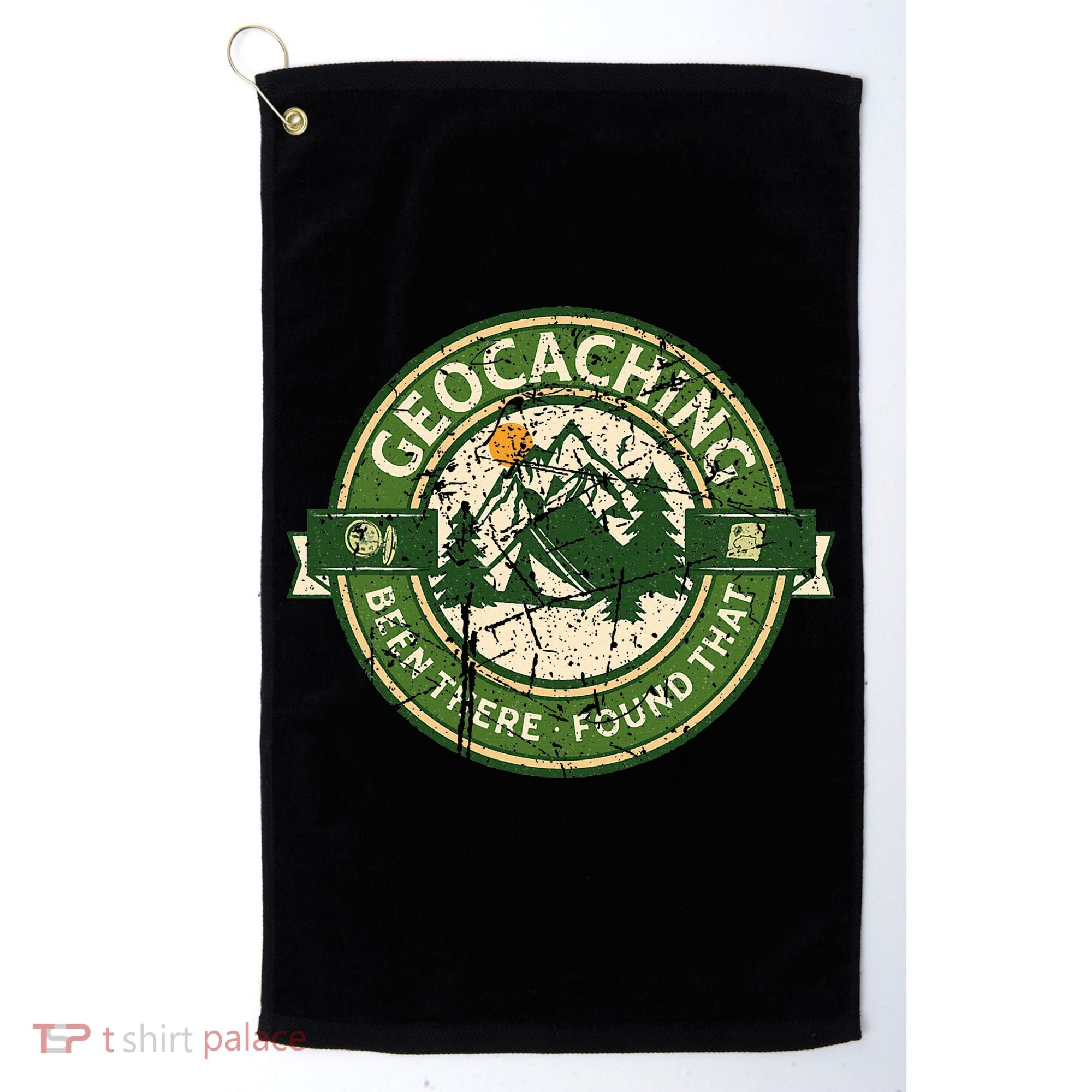 Geocaching Funny Retro Distressed Geocache Lover Golf Towel