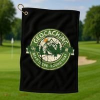 Geocaching Funny Retro Distressed Geocache Lover Golf Towel thumb 1