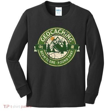 Geocaching Funny Retro Distressed Geocache Lover Kids Long Sleeve Shirt