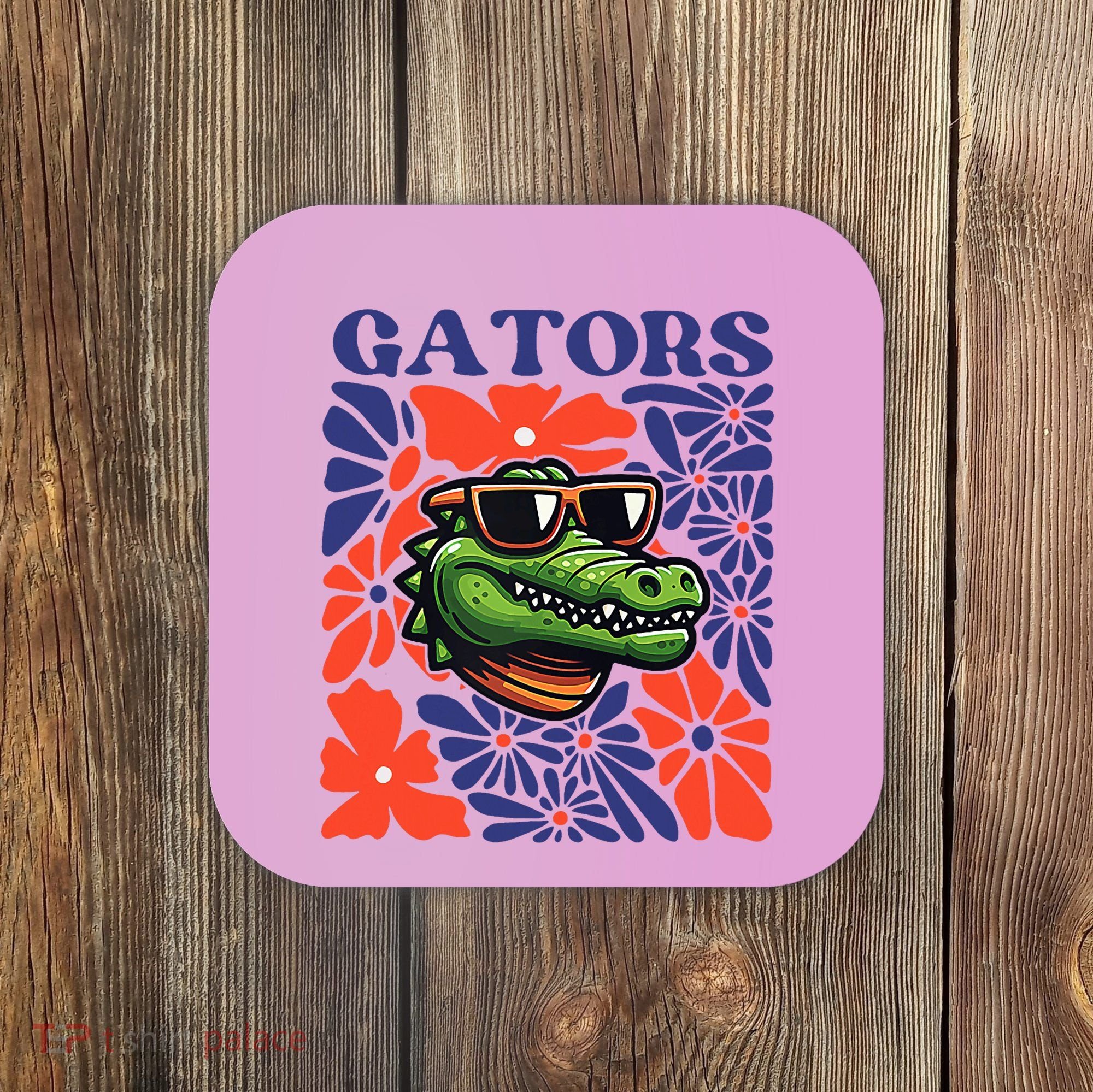 Gators Floral Retro Back To School Spirit Squad Coaster