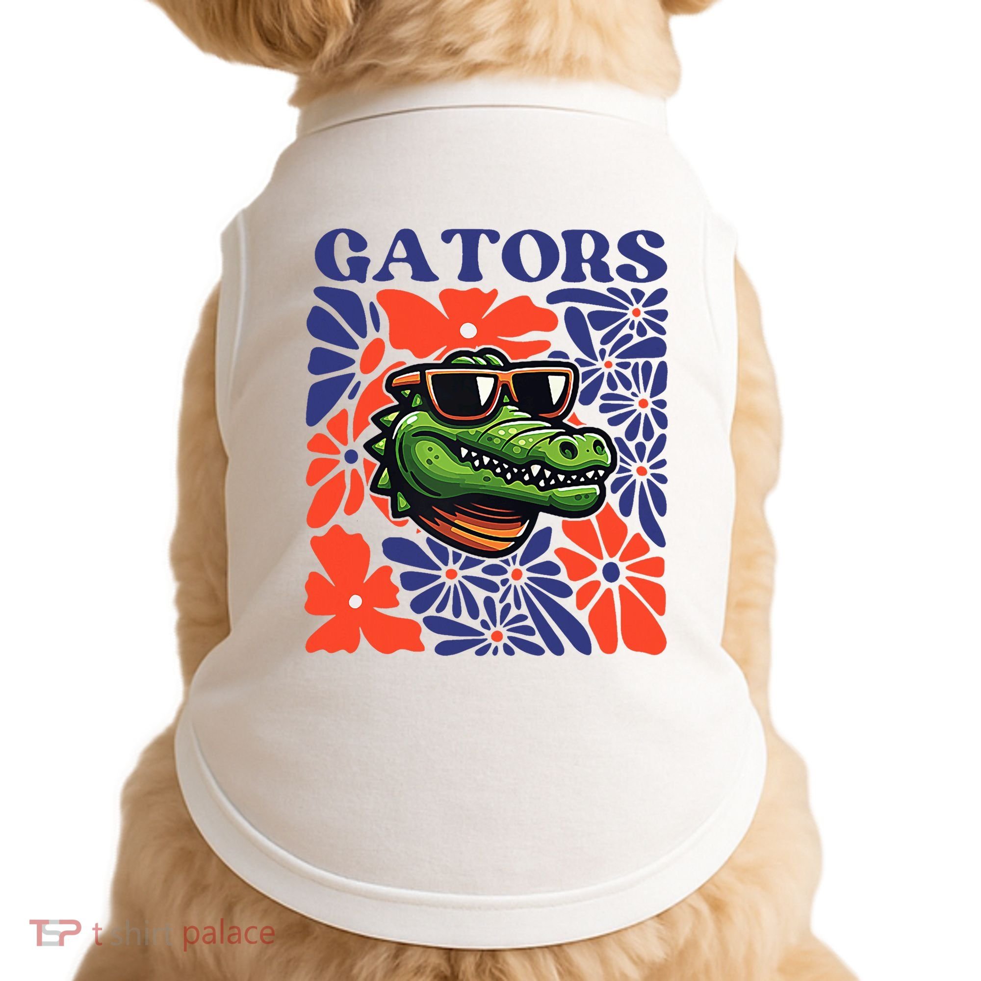 Gators Floral Retro Back To School Spirit Squad Doggie Tank