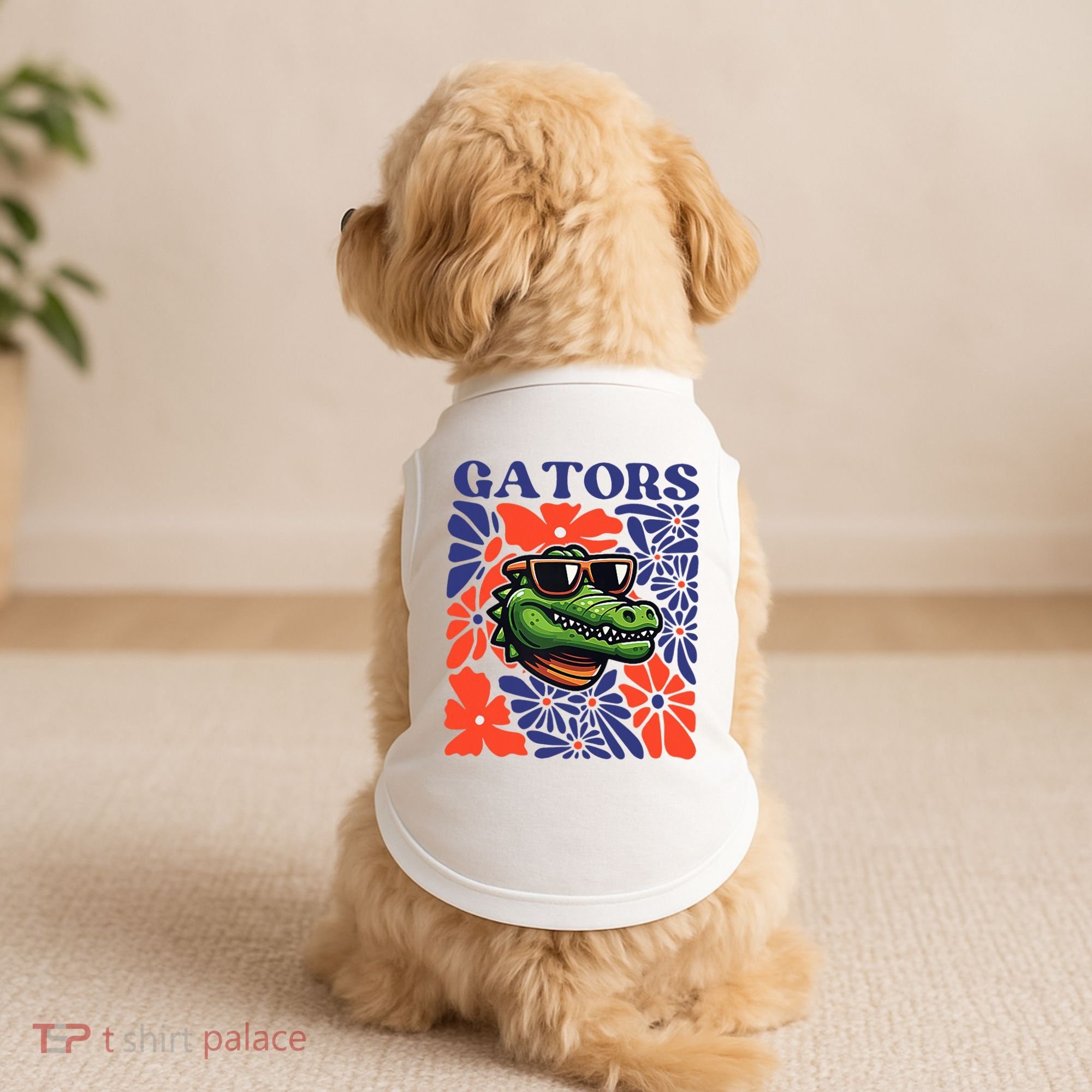Gators Floral Retro Back To School Spirit Squad Doggie Tank