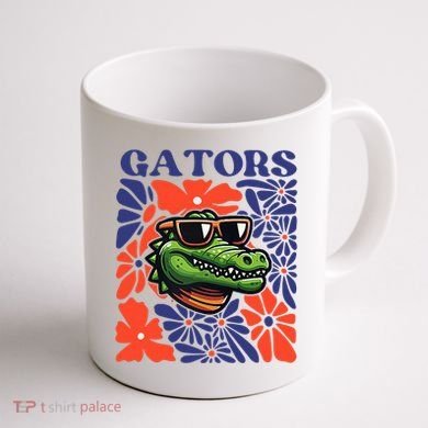 Gators Floral Retro Back To School Spirit Squad Coffee Mug back