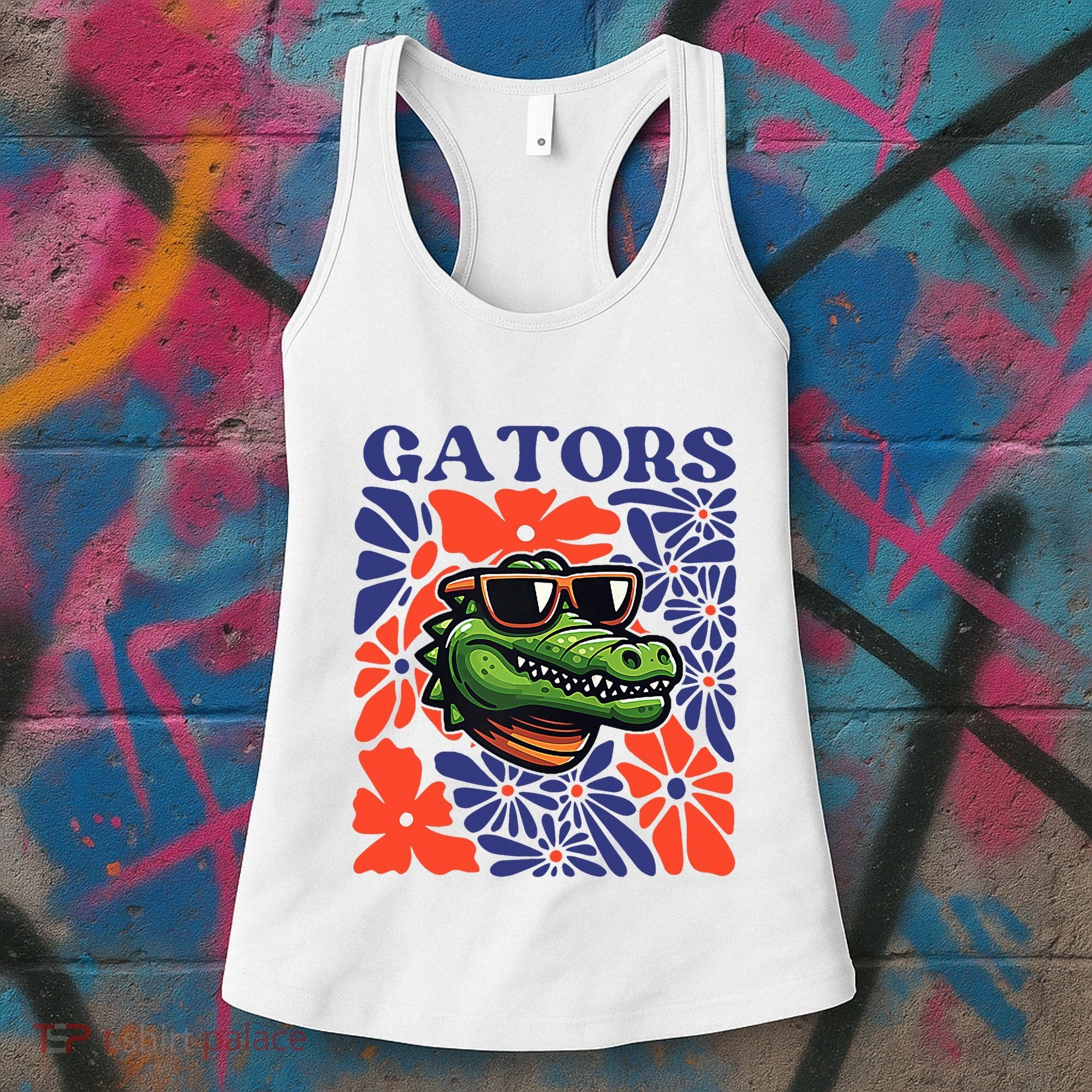Gators Floral Retro Back To School Spirit Squad Women's Tank Top