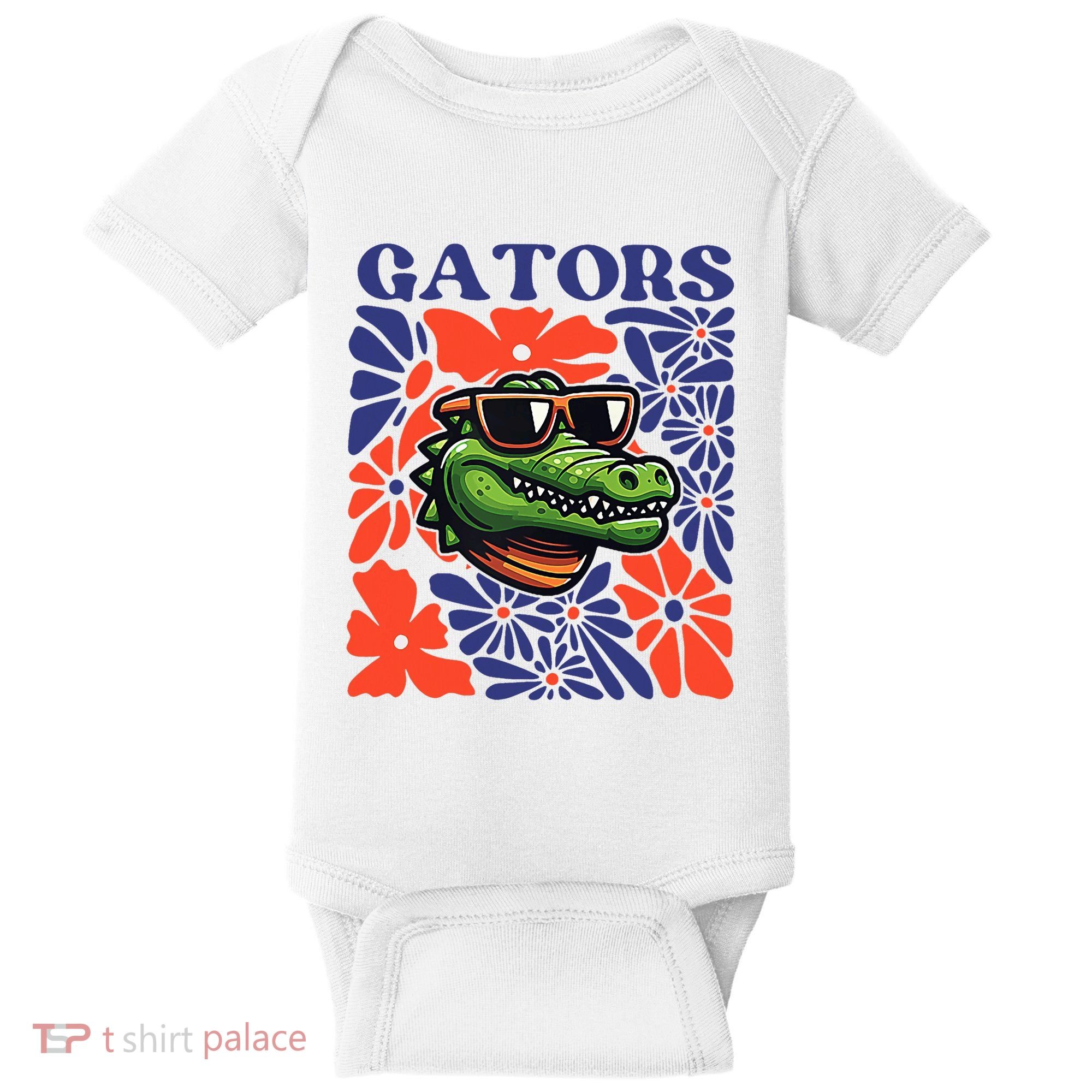 Gators Floral Retro Back To School Spirit Squad Baby Bodysuit