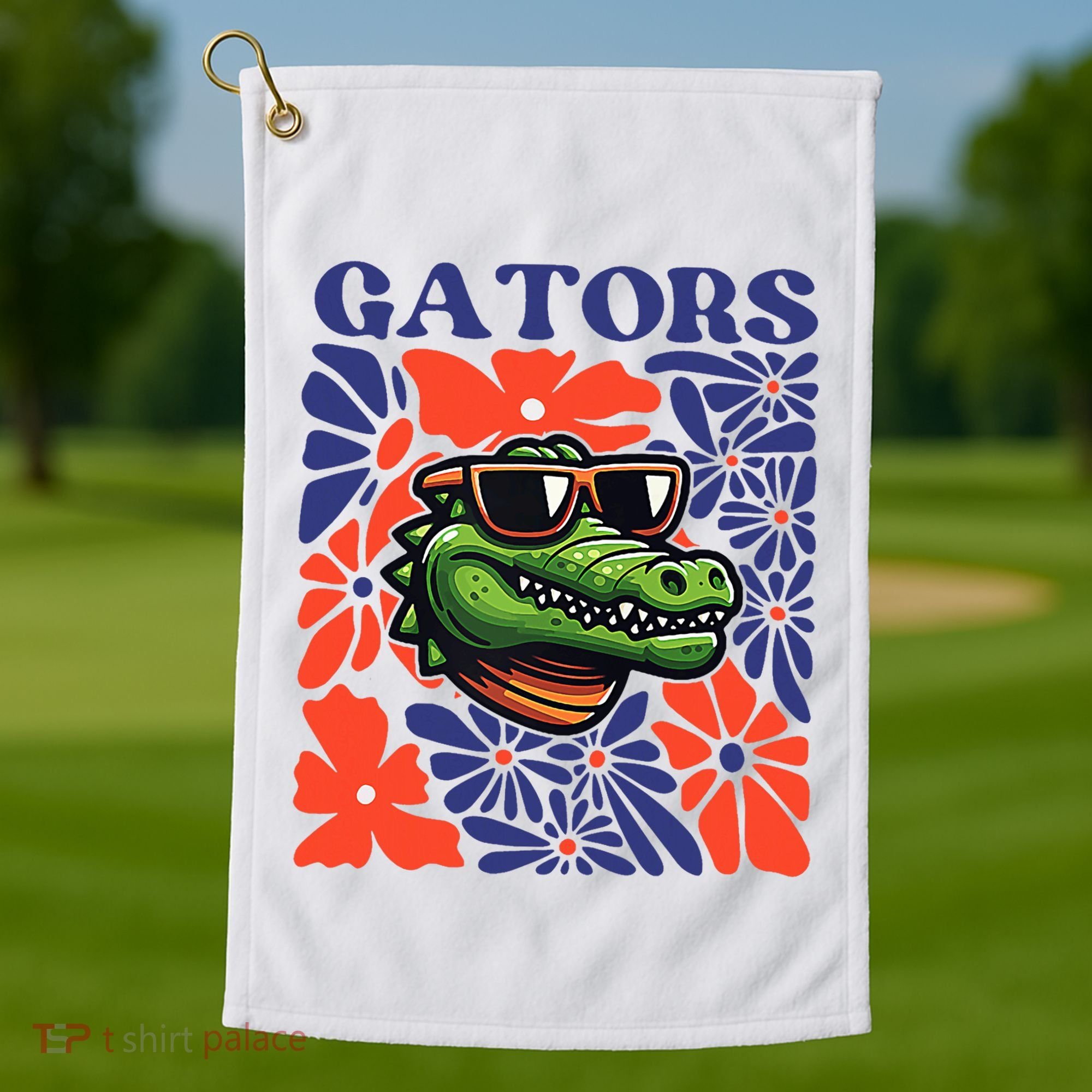 Gators Floral Retro Back To School Spirit Squad Golf Towel