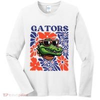 Gators Floral Retro Back To School Spirit Squad Women's Long Sleeve Shirt thumb 0