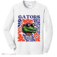 Gators Floral Retro Back To School Spirit Squad Kids Long Sleeve Shirt thumb 0