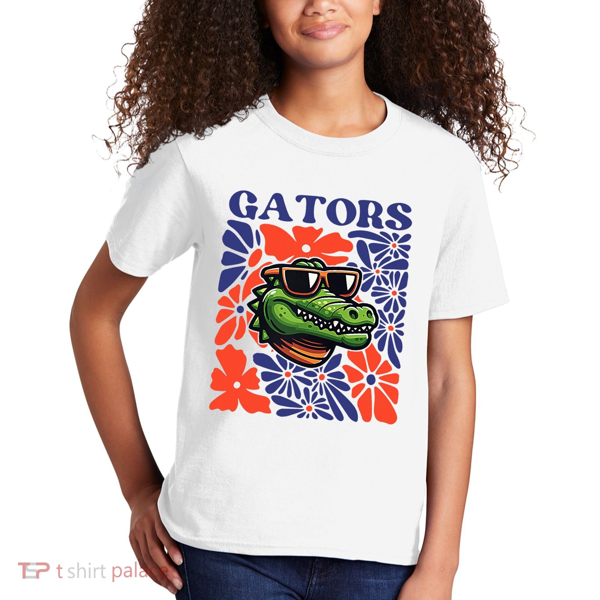 Gators Floral Retro Back To School Spirit Squad Kids T-Shirt