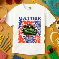 Gators Floral Retro Back To School Spirit Squad Kids T-Shirt thumb 3