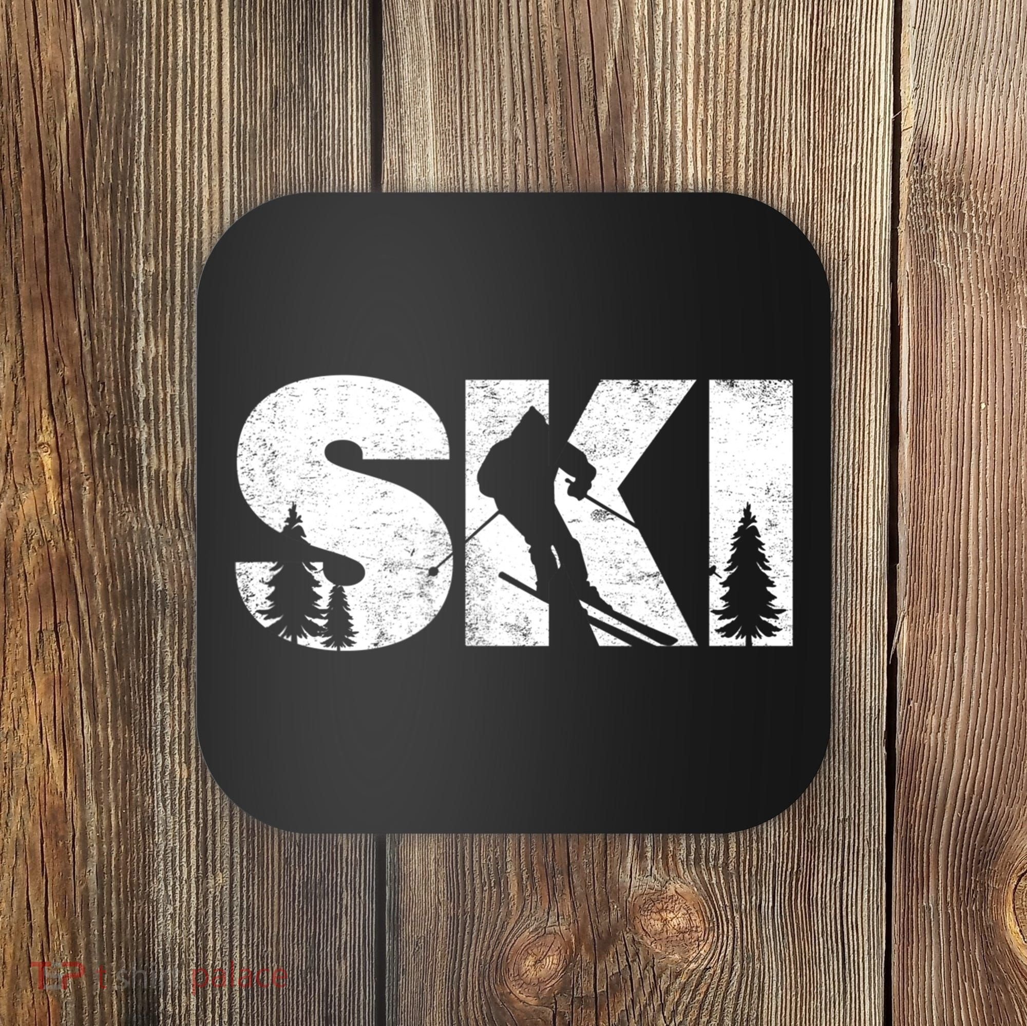Gifts For Skiers Men Women Snow Skiing Alpine Downhill Ski TShirt Coaster