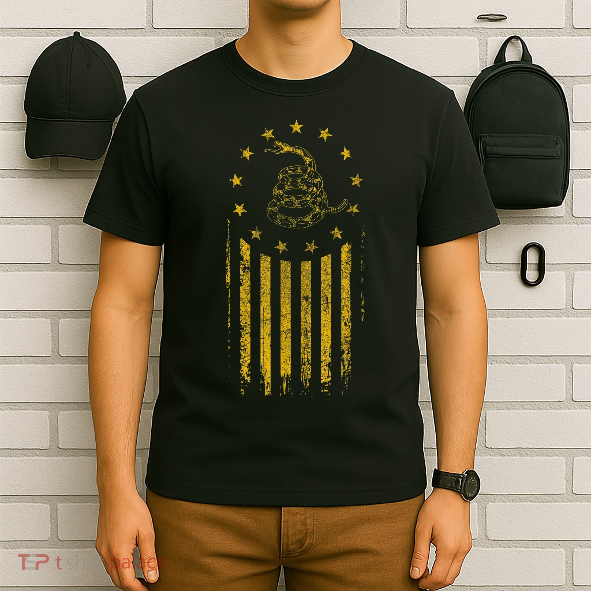 Gadsden Flag Snake Betsy Ross Flag 13 Colonies Vintage T-Shirt