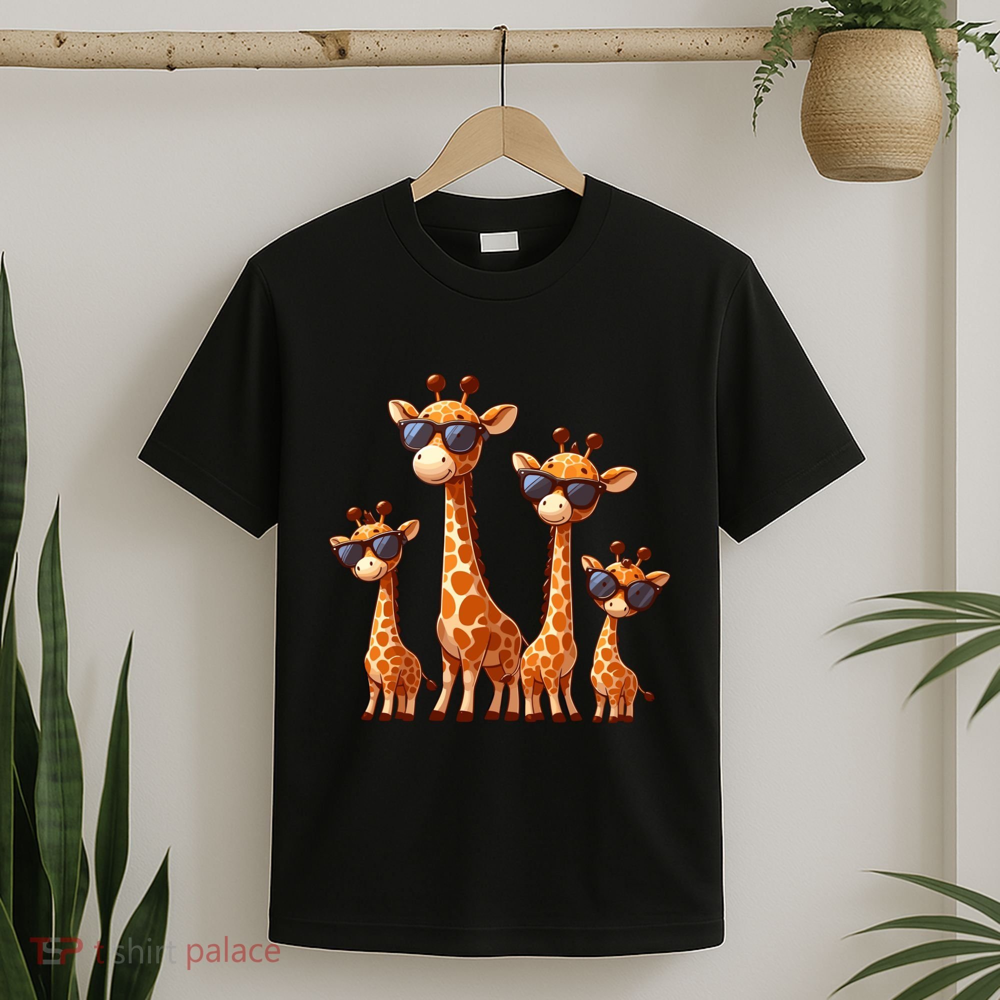 Giraffe Family Sunglasses Safari Zoo Lover Cartoon Giraffes T-Shirt