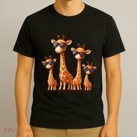 Giraffe Family Sunglasses Safari Zoo Lover Cartoon Giraffes T-Shirt thumb 3