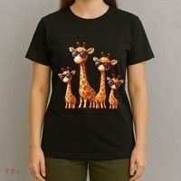 Giraffe Family Sunglasses Safari Zoo Lover Cartoon Giraffes T-Shirt thumb 4