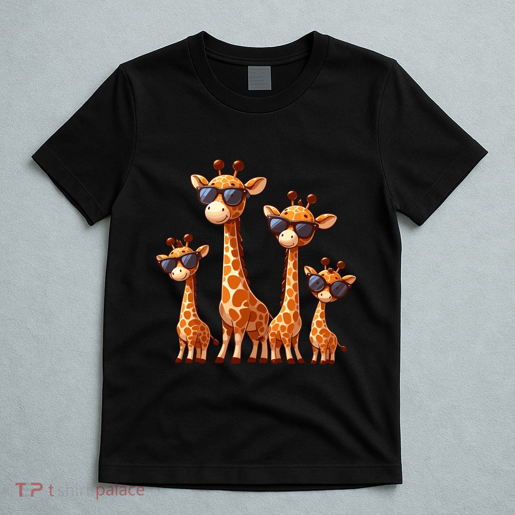 Giraffe Family Sunglasses Safari Zoo Lover Cartoon Giraffes T-Shirt