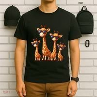 Giraffe Family Sunglasses Safari Zoo Lover Cartoon Giraffes T-Shirt thumb 6