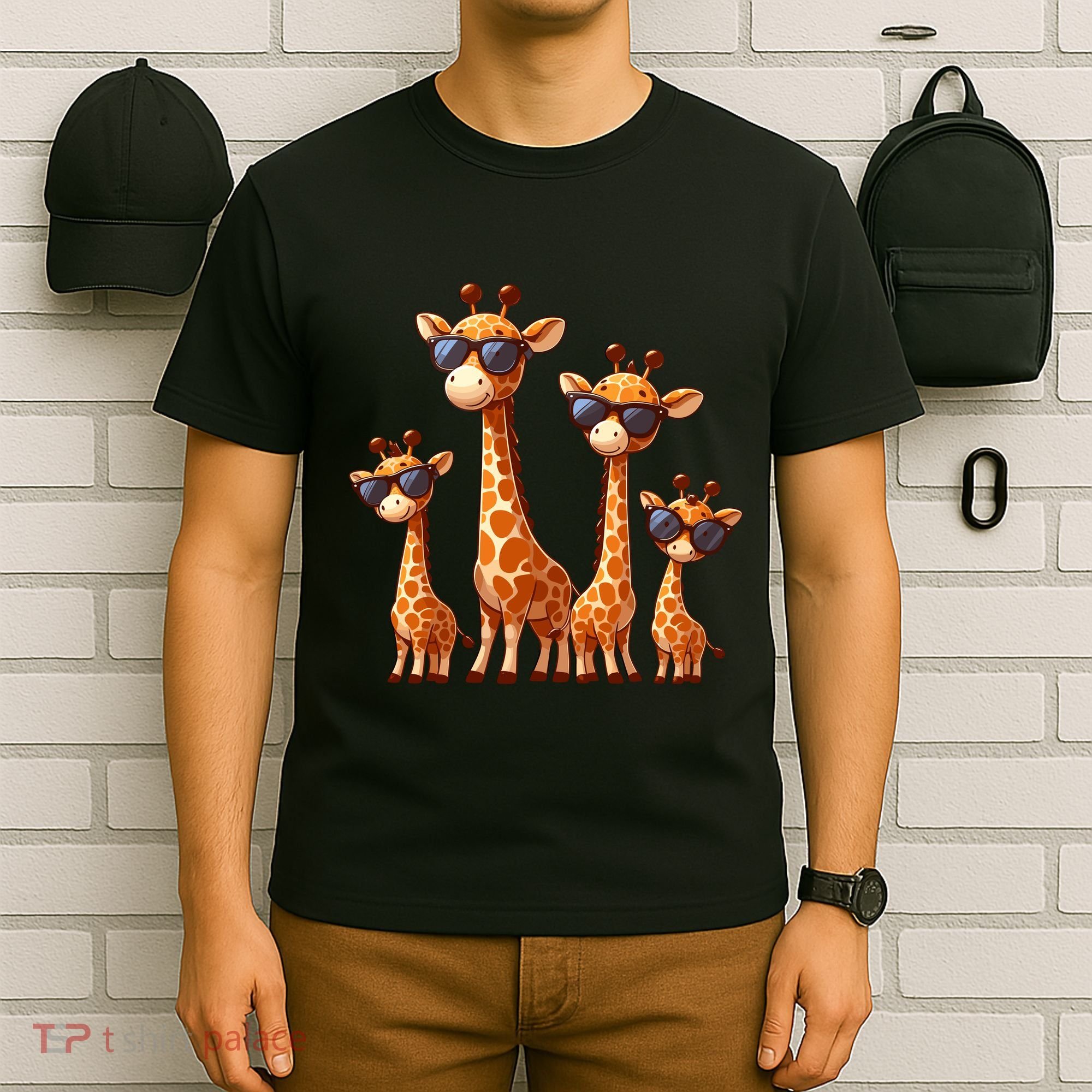 Giraffe Family Sunglasses Safari Zoo Lover Cartoon Giraffes T-Shirt