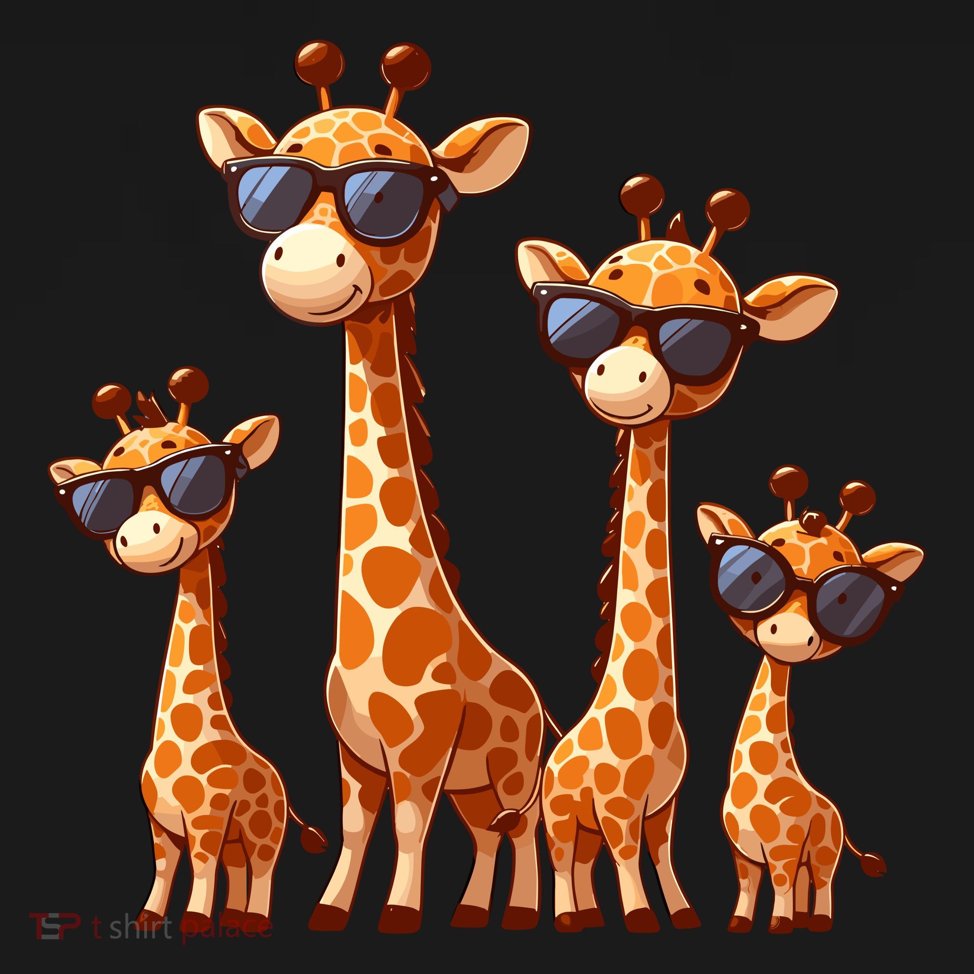 Giraffe Family Sunglasses Safari Zoo Lover Cartoon Giraffes T-Shirt