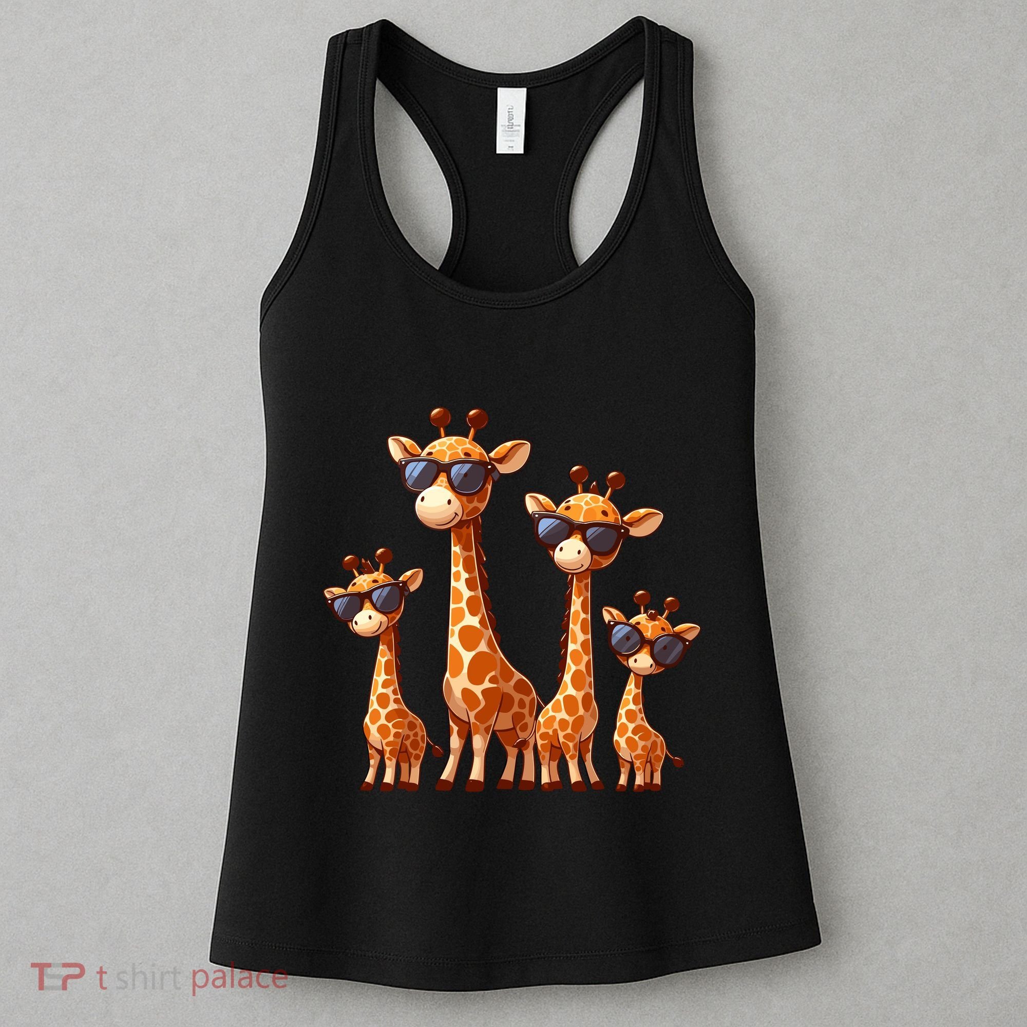 Giraffe Family Sunglasses Safari Zoo Lover Cartoon Giraffes Women's Tank Top