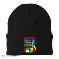 God Found Some Of The Strongest Women Autism Mom Beanie thumb 0