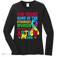 God Found Some Of The Strongest Women Autism Mom Women's Long Sleeve Shirt thumb 0