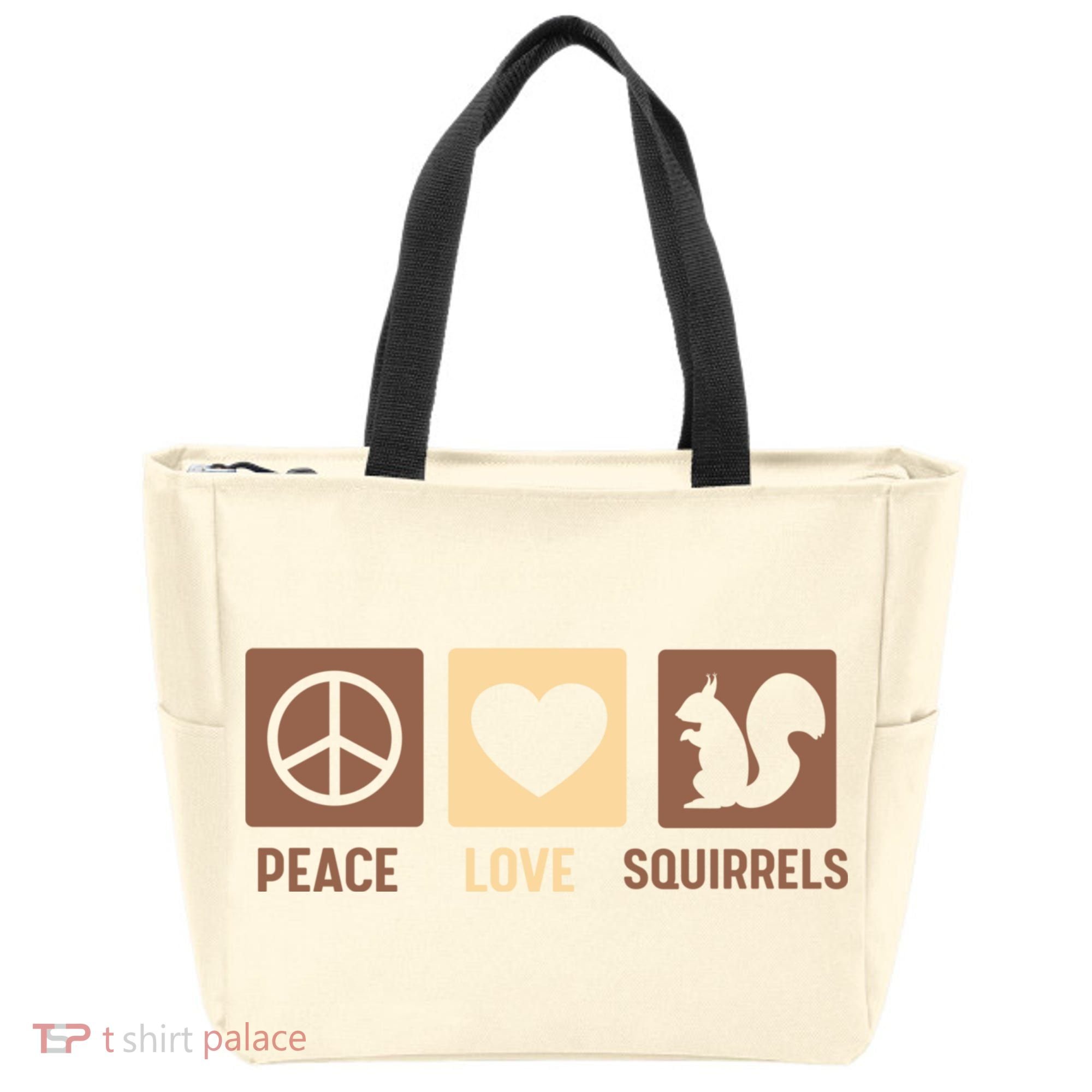 Gift For Squirrel Lovers Cute Gift Peace Love Squirrels Gift Tote Bag
