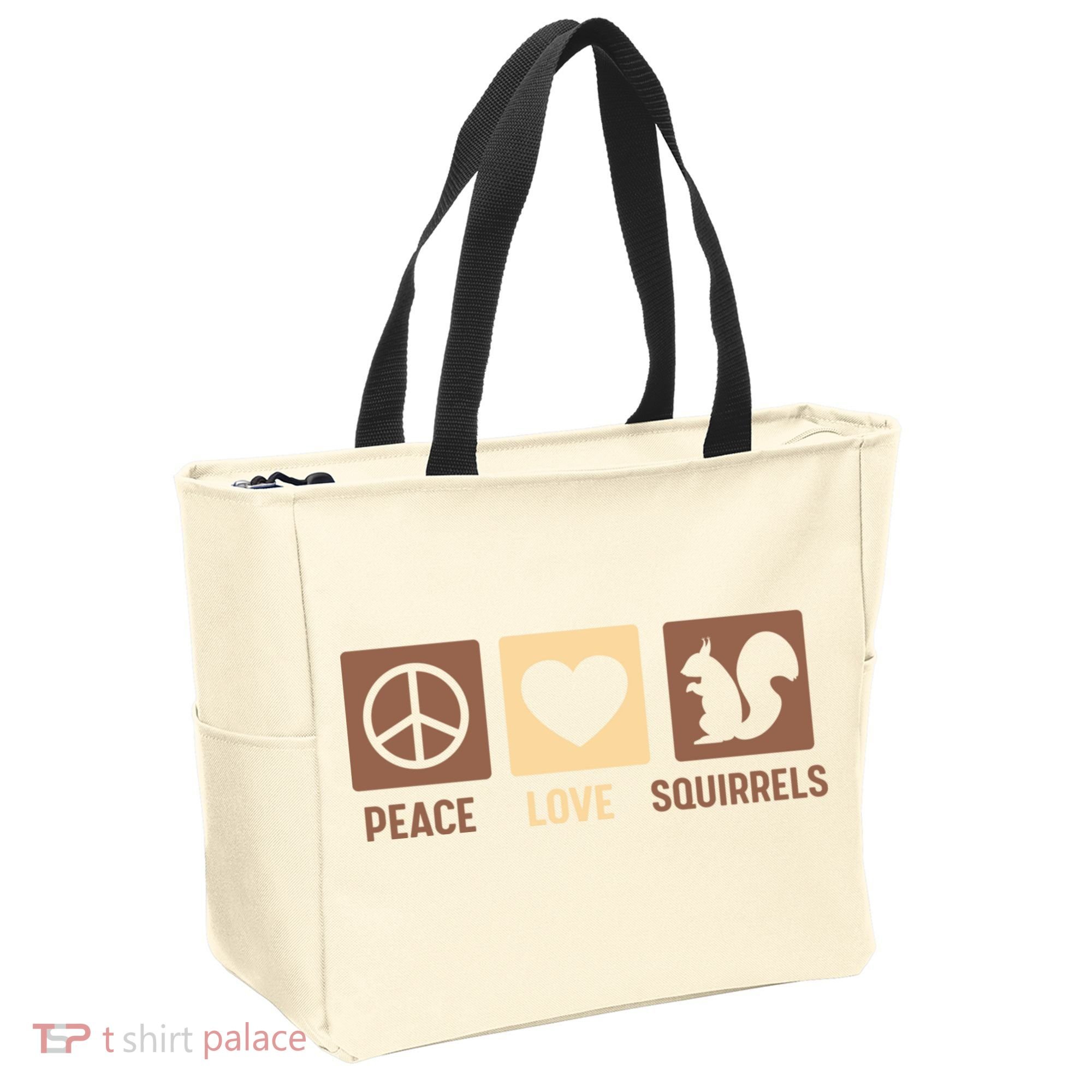Gift For Squirrel Lovers Cute Gift Peace Love Squirrels Gift Tote Bag